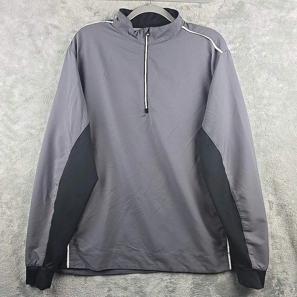 FootJoy FJ Golf Pullover Shirt 1/2 Zip Men Large Gray Performance Stretch Pocket